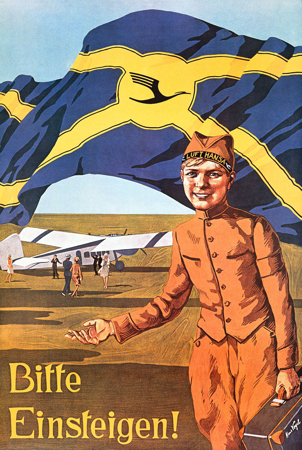 Hans Vogel, vers 1927, Bitte einsteigen, Deutsche Luft Hansa AG-Berlin, poster.