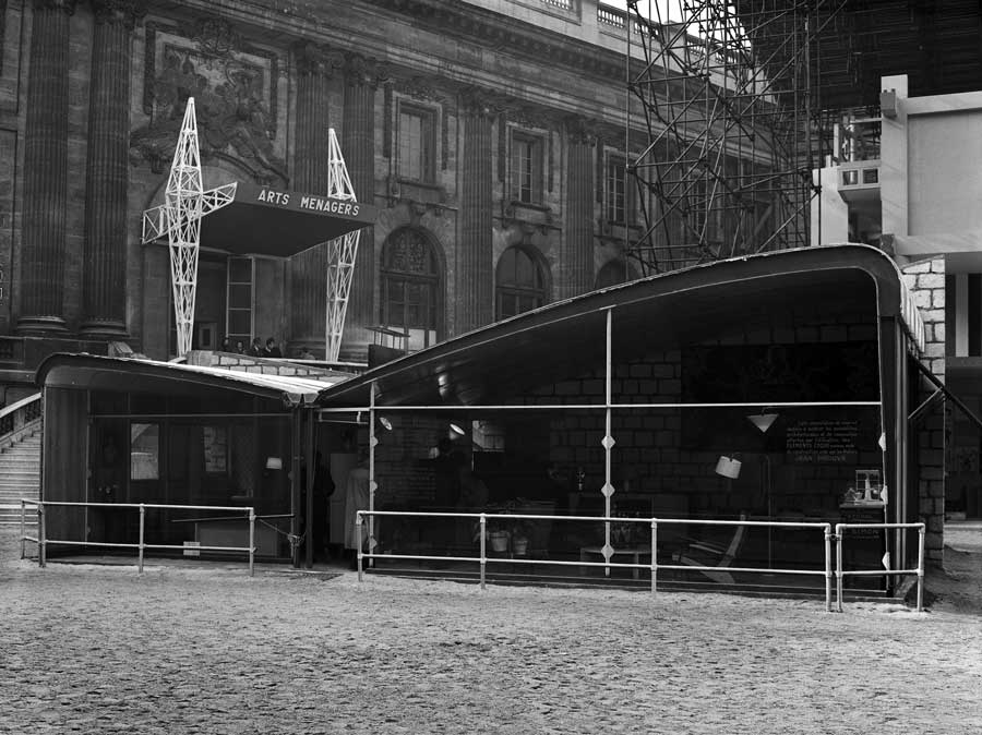 Salon des arts ménagers en 1951 : pavillon Prouvé en coupe
